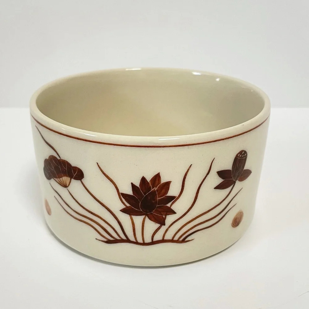 Hand painted Floral Trinket Dish Made in Thailand Bohemian Floral Neutral